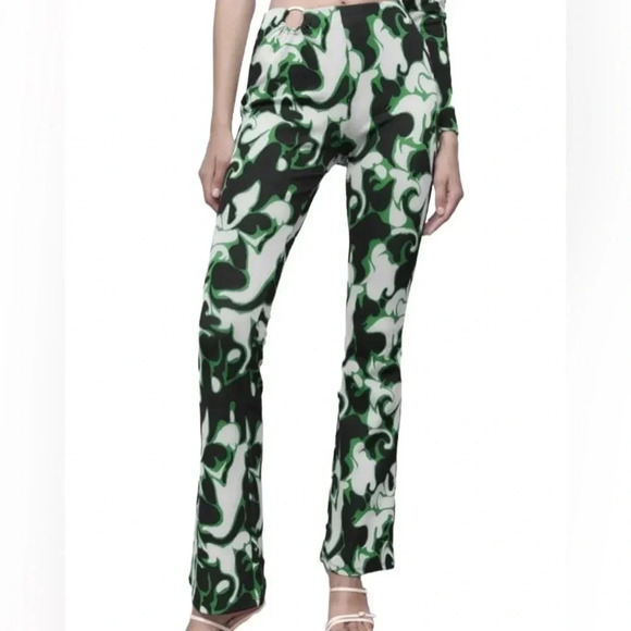 Zara Jacquard Asymmetrical one arm Top & wide leg pants set Size M 70s Retro NWT - Picture 3 of 16